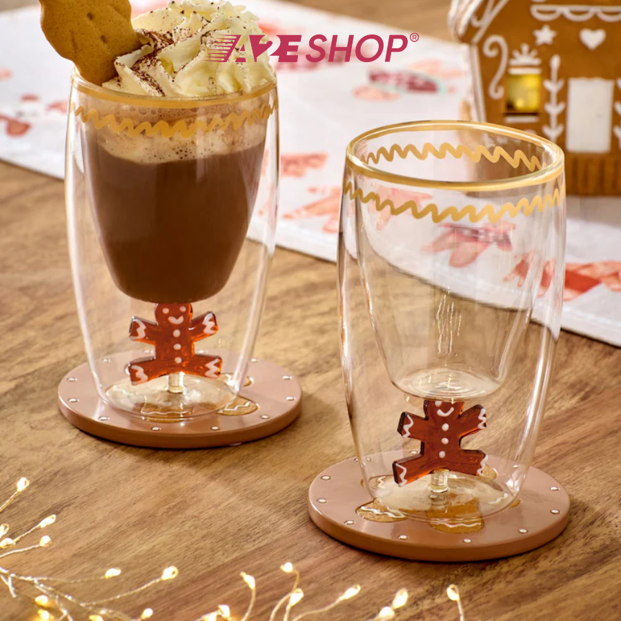 Set of 2 Gingerbread Christmas Tumbler Glasses – Natural Holiday Drinkware