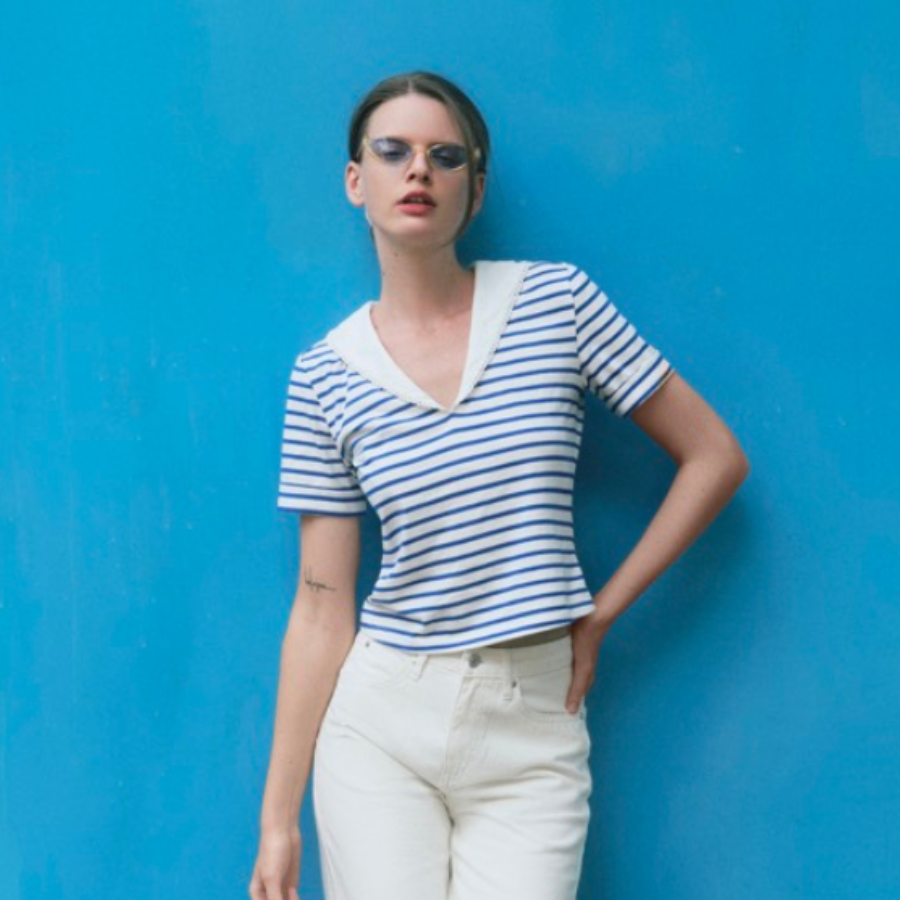 The Blue Tshirt V Sailor T-shirt (Signature Blue Stripe)