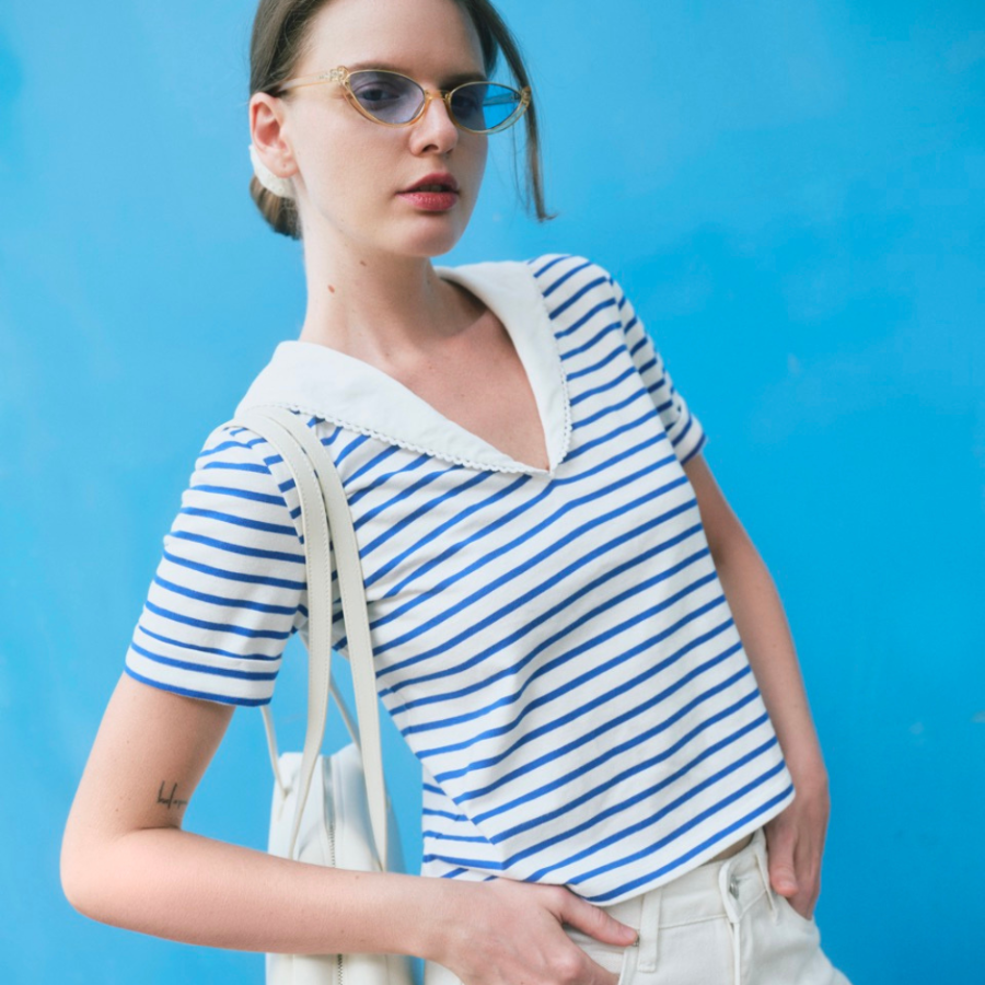 The Blue Tshirt V Sailor T-shirt (Signature Blue Stripe)