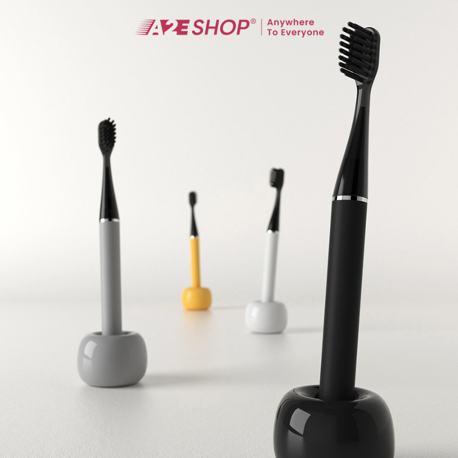 Bàn chải đánh răng điện du lịch Mipow i4 Ultra Slim &amp; Giá đỡ bằng gốm - Nhỏ gọn &amp; Di động khi đi du lịch