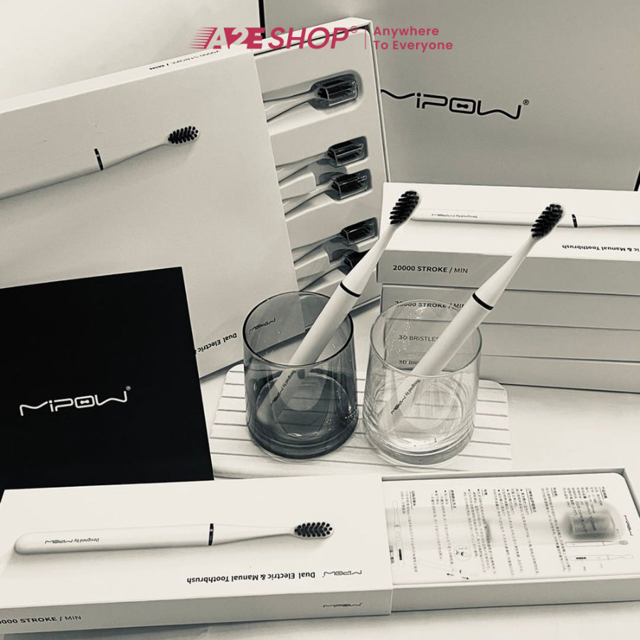 Bộ bàn chải điện du lịch Mipow Ultra Slim với 4 đầu bàn chải - Tiện lợi khi đi du lịch