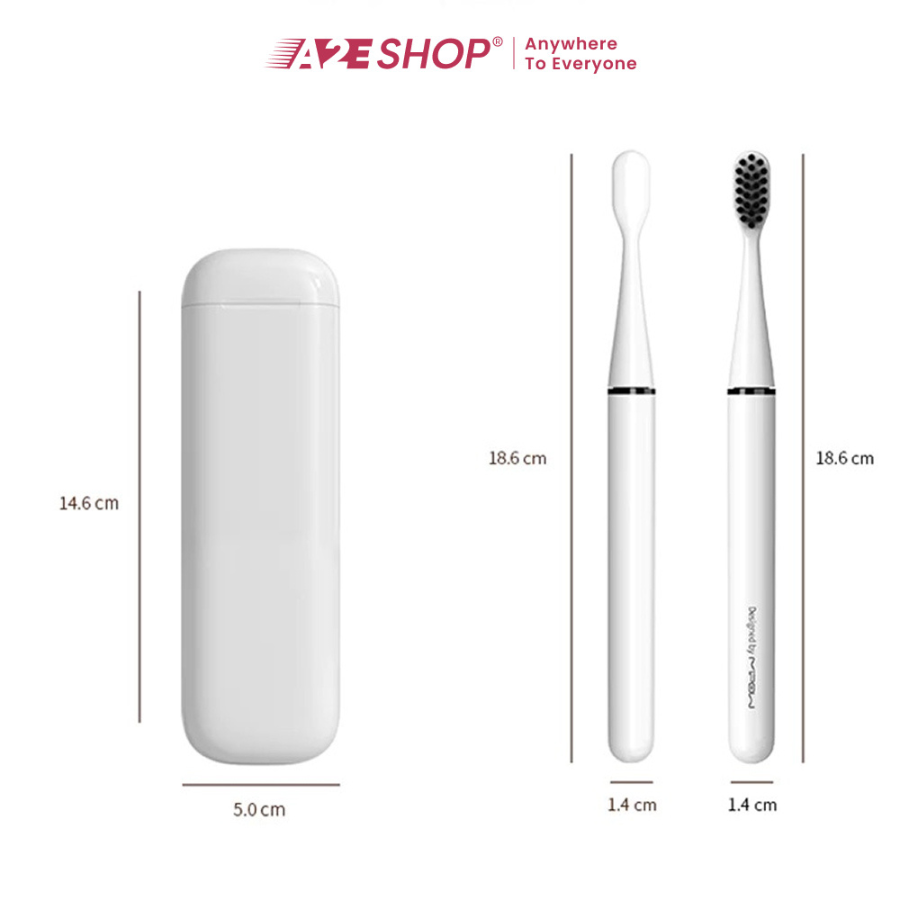 Bộ bàn chải điện du lịch Mipow Ultra Slim với 4 đầu bàn chải - Tiện lợi khi đi du lịch