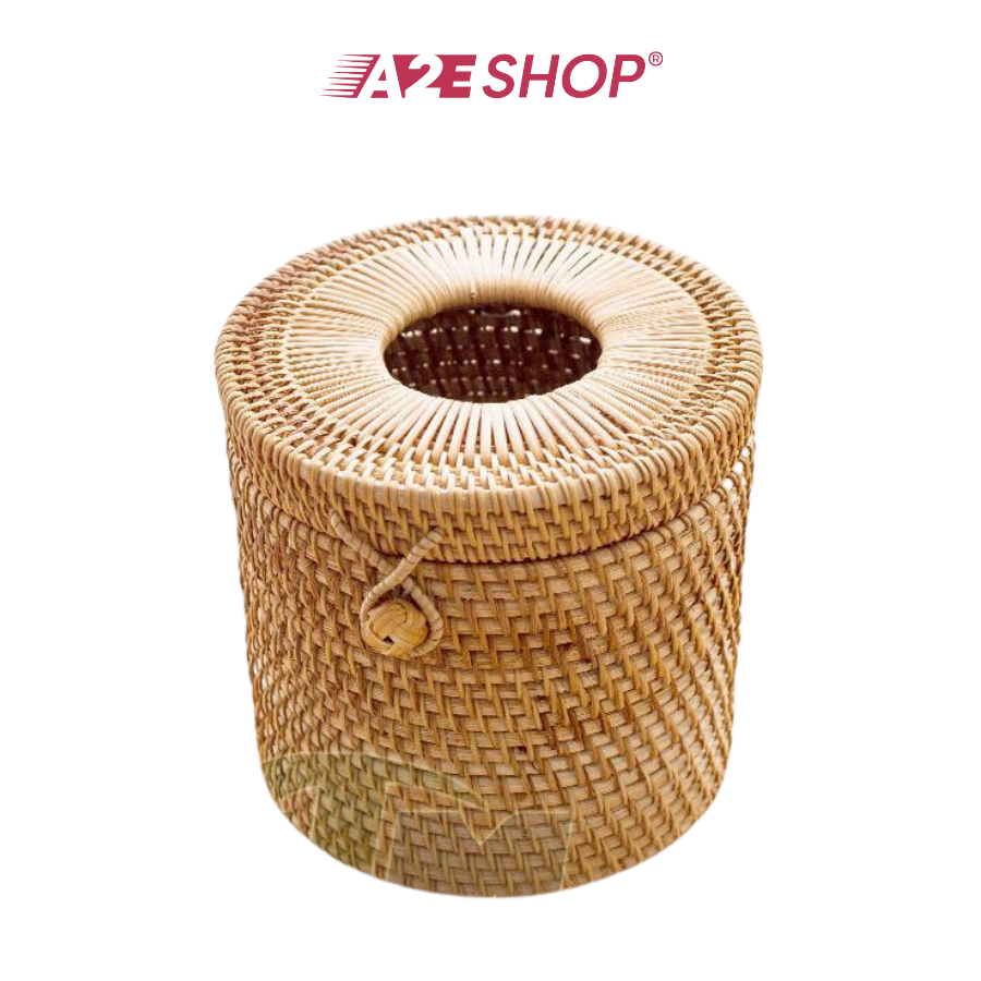 Circle Woven Rattan Tissue Box