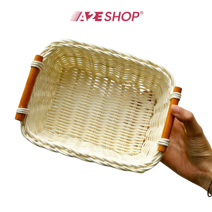 Khay mây đan có tay cầm