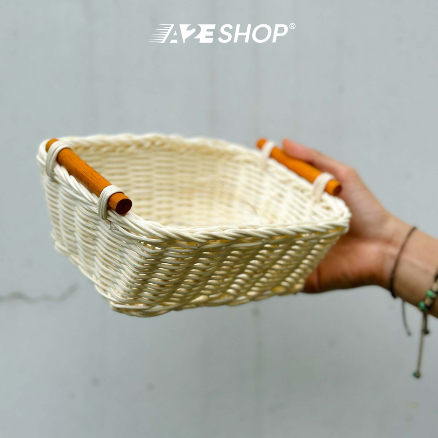 Khay mây đan có tay cầm