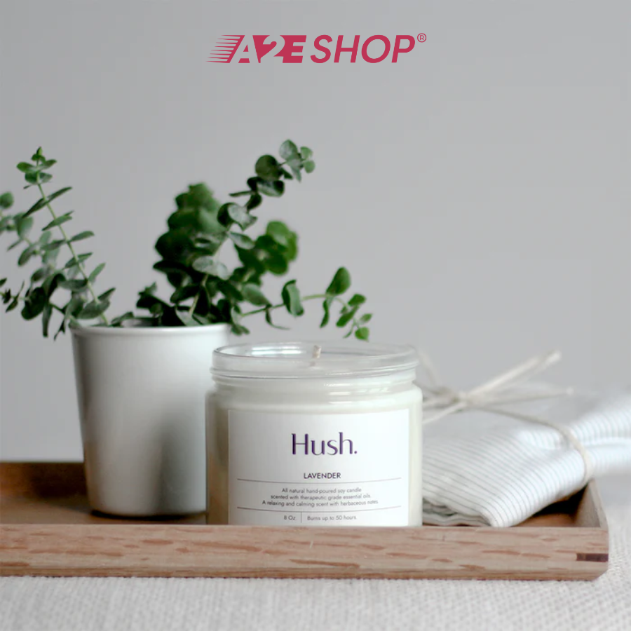 Nến tinh dầu Hush Candle - Hương hoa oải hương và phong lữ