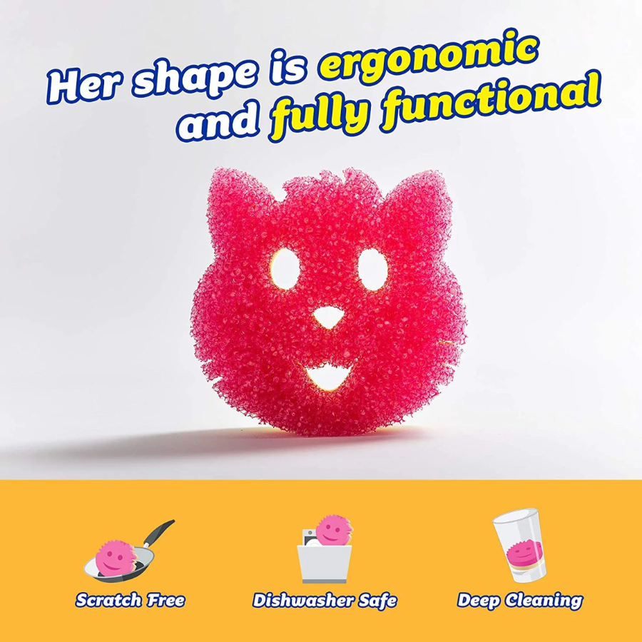 Scrub Daddy Dog/Cat Sponge – Special Edition, Cute Pet Design, Dual Texture