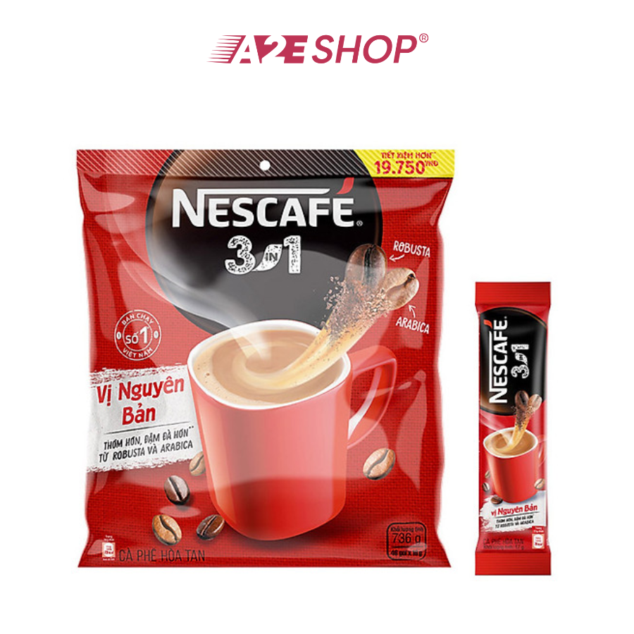 NESCAFÉ 3 trong 1 Hương vị nguyên bản (Gói 46 gói x 16g)