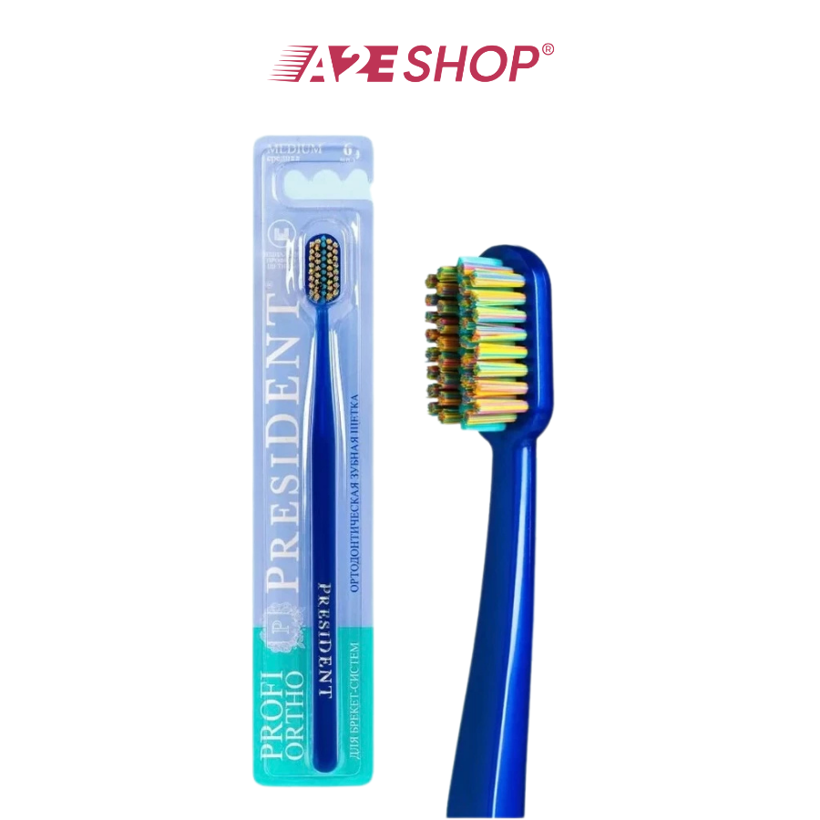 Bàn chải đánh răng President Ortho 6 MIL – Dành cho niềng răng có rãnh ở giữa