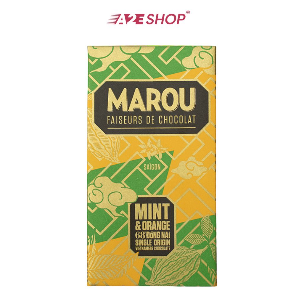 [MAISON MAROU] Bạc hà &amp; Cam 68% Đồng Nai - 80g Chocolate