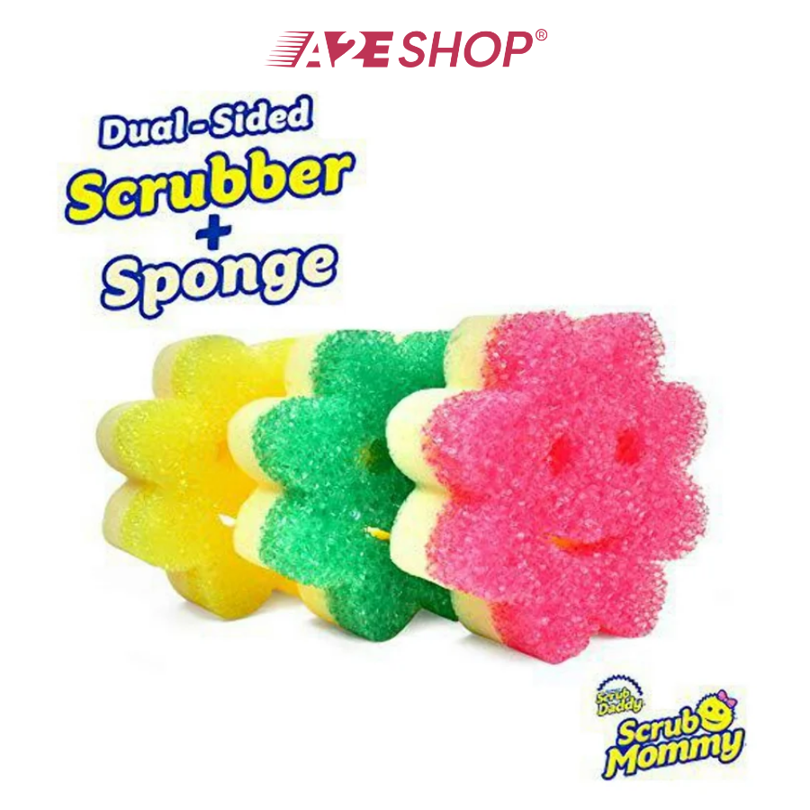 Bọt biển Scrub Mommy hình Bông Hoa – Bộ 3 cái