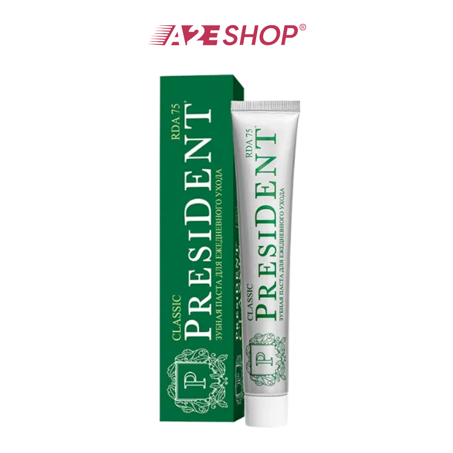 Kem đánh răng President dòng Classic 75g – Làm trắng, hơi thở thơm mát