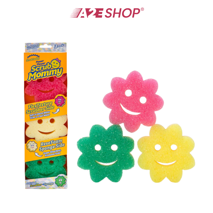 Bọt biển Scrub Mommy hình Bông Hoa – Bộ 3 cái
