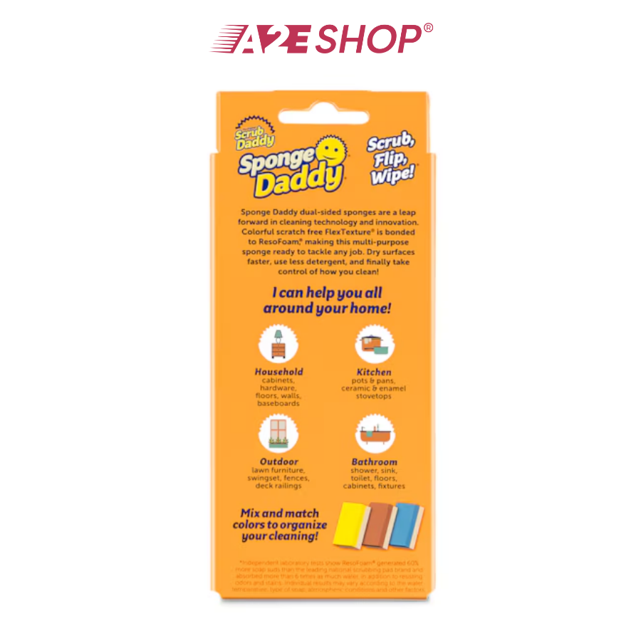 Sponge Daddy Dual-Sided Sponges – Set of 3