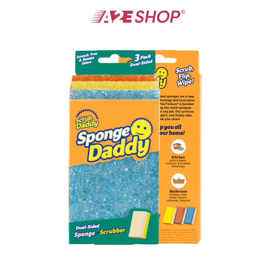 Sponge Daddy Dual-Sided Sponges – Set of 3