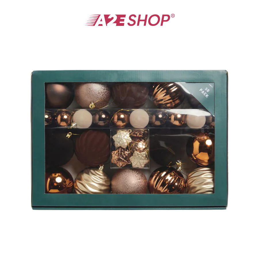 50-Pack Christmas Baubles – Shatterproof Tree Ornaments