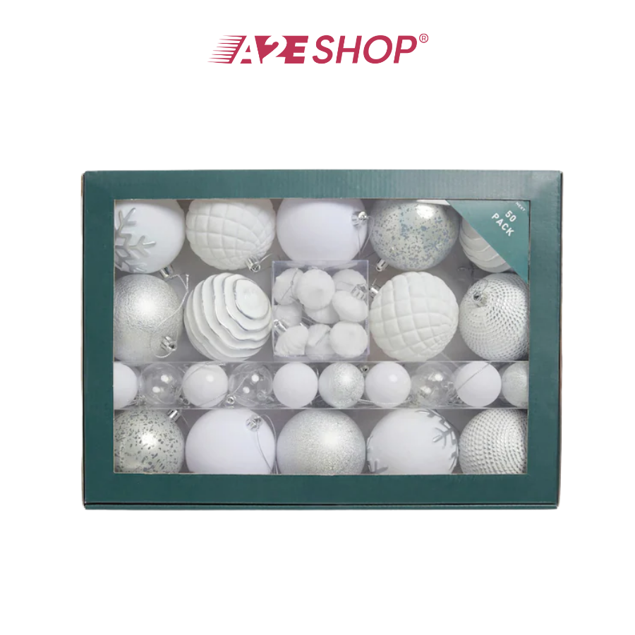 50-Pack Christmas Baubles – Shatterproof Tree Ornaments