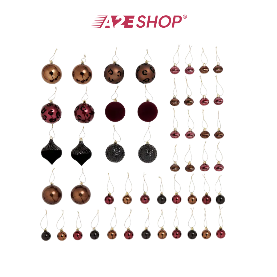 50-Pack Christmas Baubles – Shatterproof Tree Ornaments