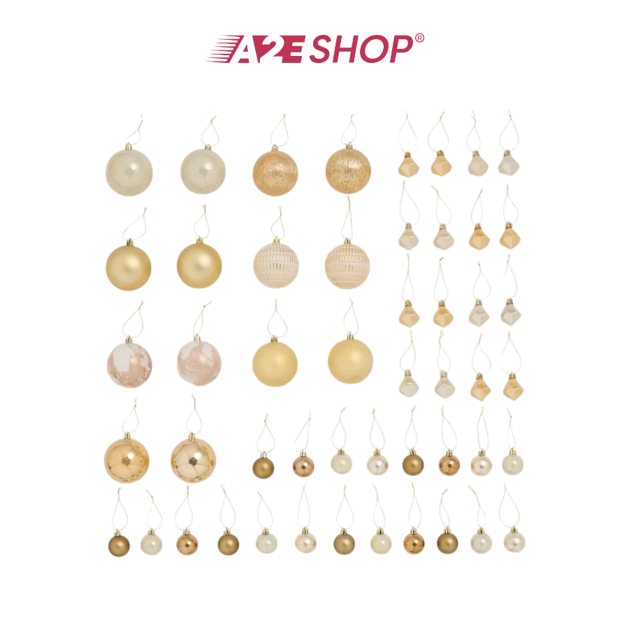 50-Pack Christmas Baubles – Shatterproof Tree Ornaments