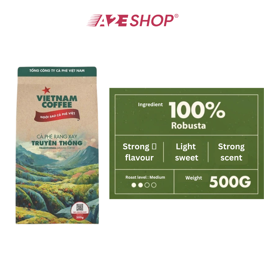 Cà phê rang xay Robusta nguyên chất 100% Việt Nam (500g)